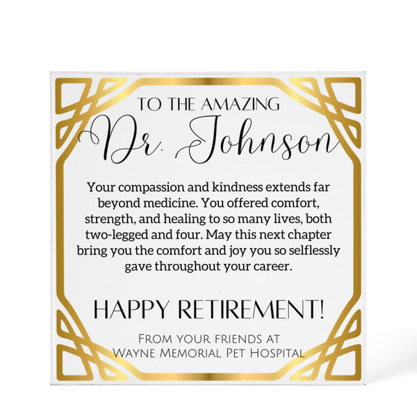 Personalized Veterinarian Retirement Plaque