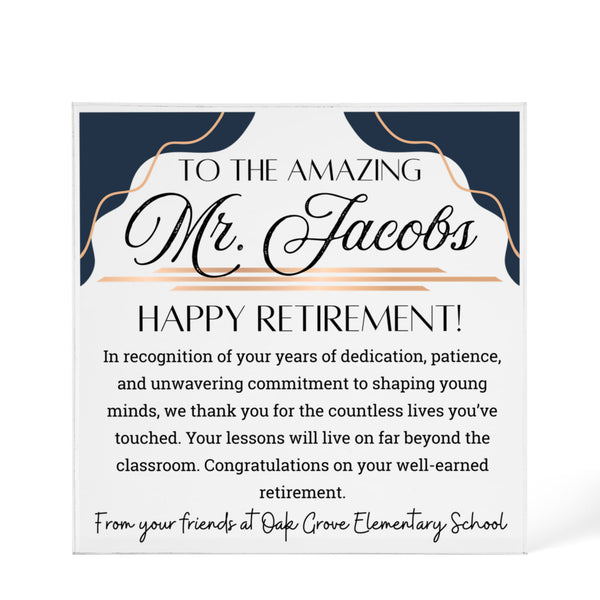 Personalized Teacher Retirement Plaque