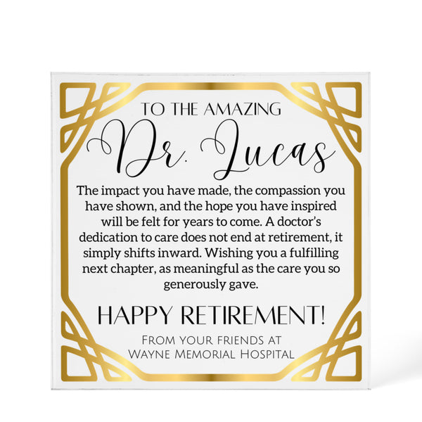 Personalized Doctor Retirement Plaque