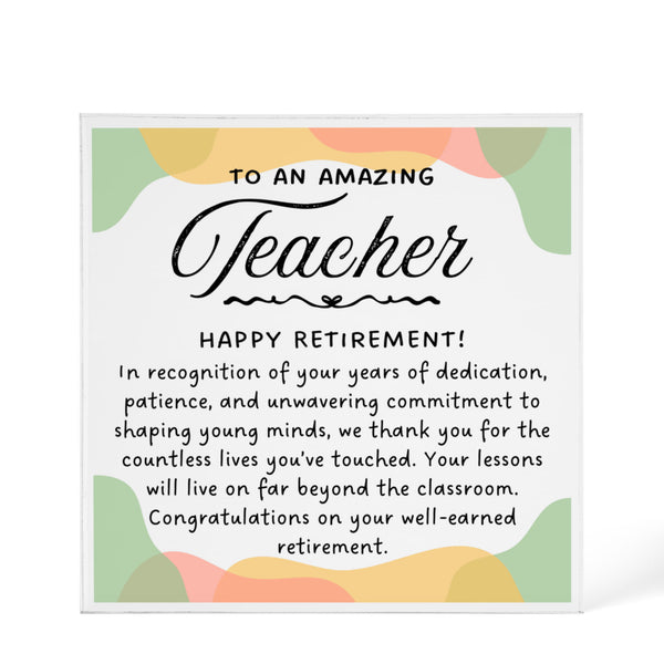Personalized Teacher Retirement Plaque