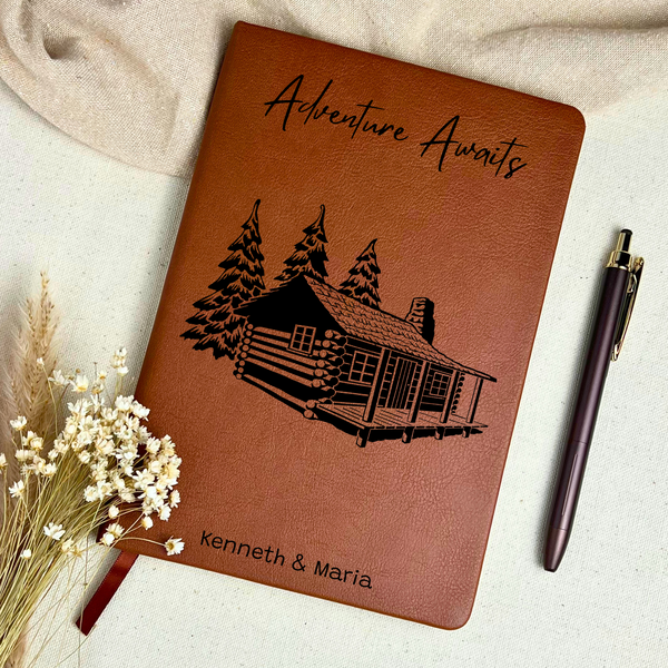 Adventure Awaits Couples Personalized Travel Journal - Travel Accessories Gift, Newlyweds Gift Anniversary Gift For Couple Adventurous Gifts