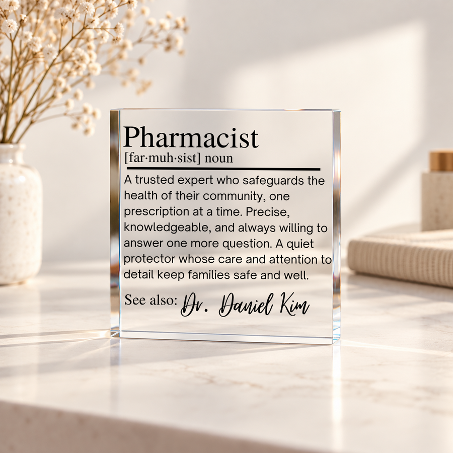 Pharmacist Gifts, Personalized Pharmacist Acrylic Block, Pharmacy Gift, Pharmacy Tech Gift, Pharmacy Student Graduation, Custom Desk Sign