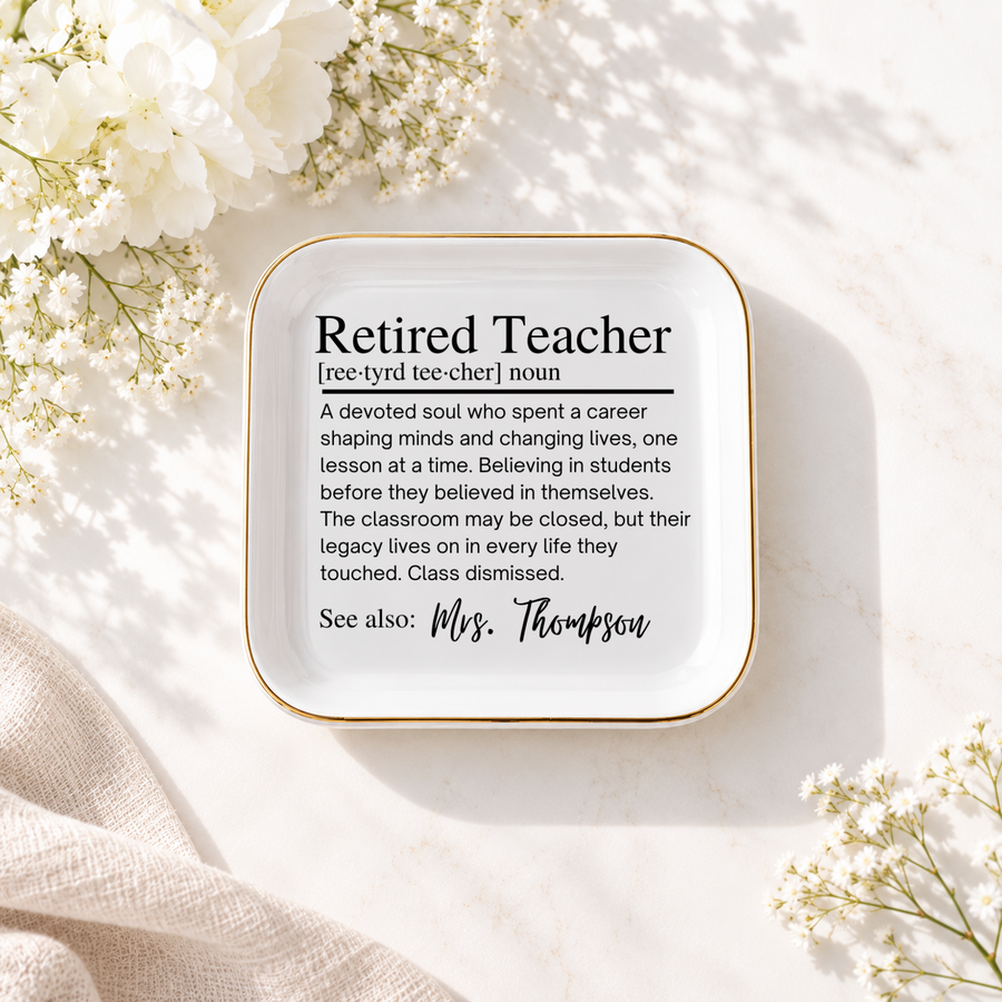 Teacher Retirement Gift, Personalized Retired Teacher Ring Dish, Retirement Keepsake, Principal Retirement, Custom Jewelry Trinket Dish