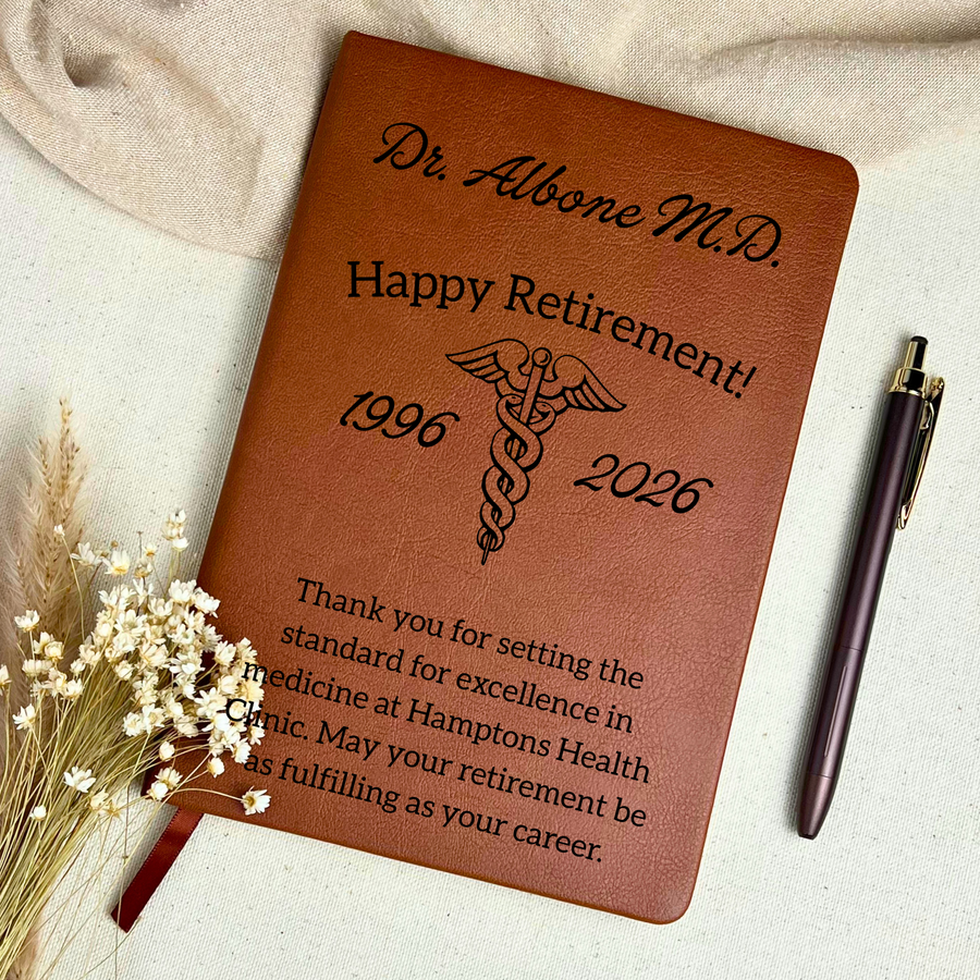 Personalized Retirement Journal for Doctor, Custom Name Retiring Physician Gift, Doctor Retirement Keepsake Notebook, New Chapter Gift