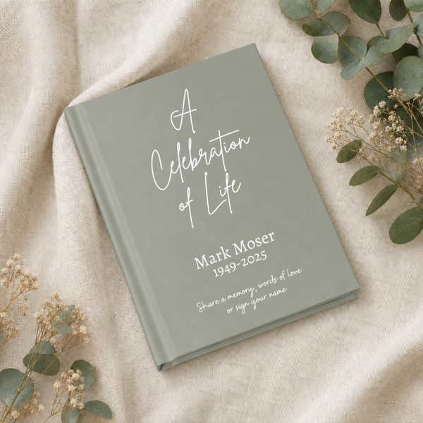 A Celebration of Life Personalized Funeral Sign In Book, Funeral Guest Book, Memorial Journal