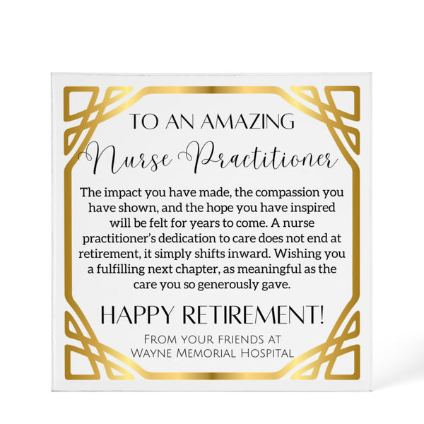 Personalized Nurse Practitioner Retirement Plaque