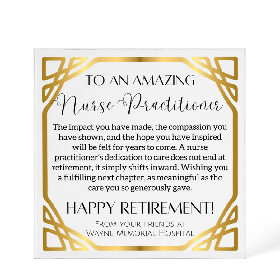 Personalized Nurse Practitioner Retirement Plaque