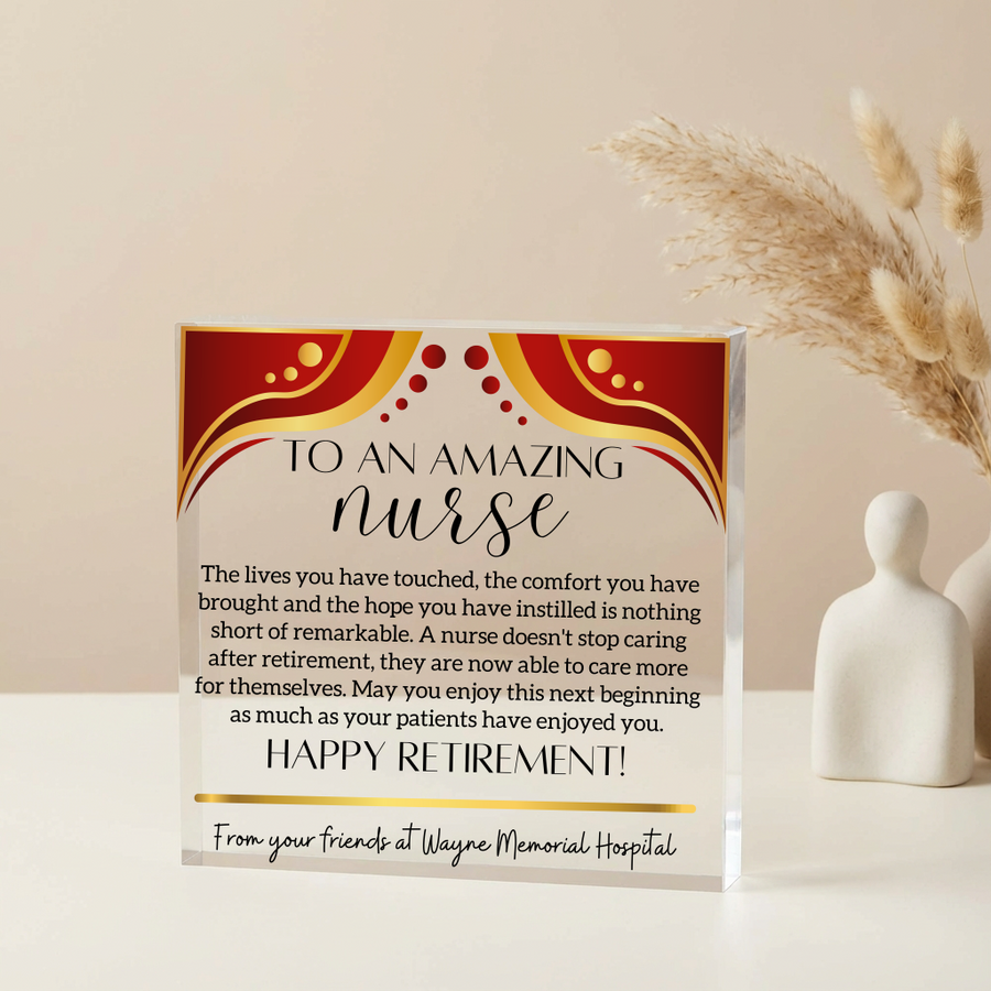 Personalized Nurse Retirement Gift Acrylic Plaque Male or Female Gift