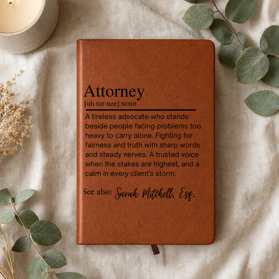 Attorney Gift, Personalized Lawyer Journal, New Lawyer Gift for Passed the Bar, Law School Graduation Gift, Custom Engraved Notebook