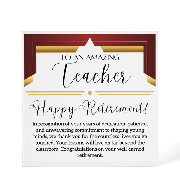 Personalized Teacher Retirement Plaque