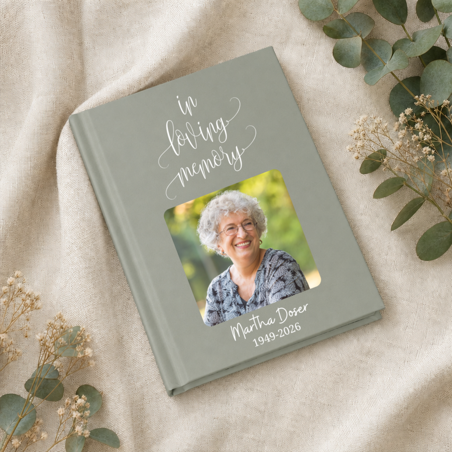 Personalized Funeral Sign In Book with Photo, Celebration of Life Book In Loving Memory Funeral Guest Book, Memorial Journal