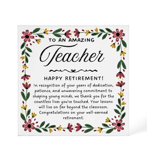 Personalized Teacher Retirement Plaque