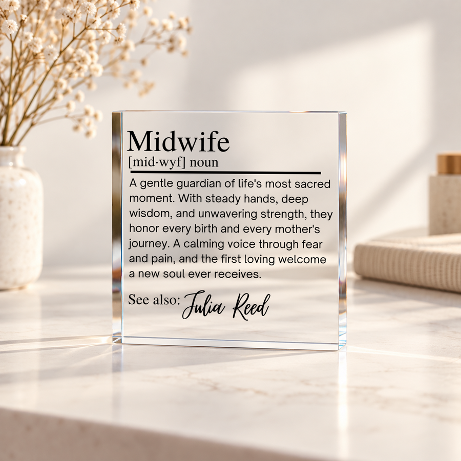 Midwife Gift, Personalized Midwife Acrylic Block, Doula Gift, Midwife Thank You, Midwife Graduation Gift, Birth Worker Keepsake Plaque