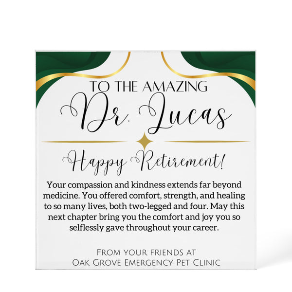 Personalized Veterinarian Retirement Plaque