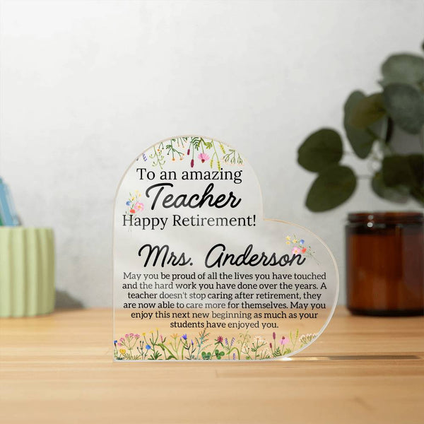 Personalized Teacher Retirement Plaque