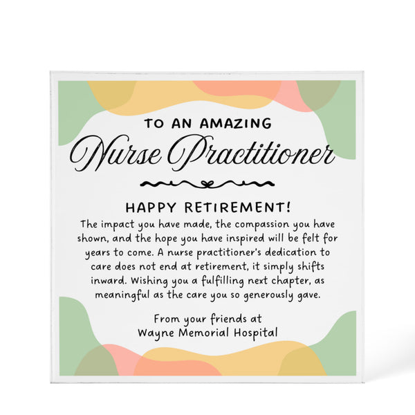 Personalized Nurse Practitioner Retirement Plaque