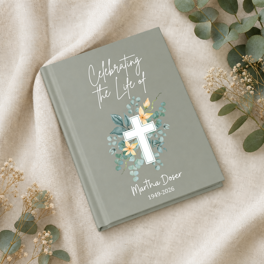Personalized Funeral Sign In Book with Photo, Celebration of Life Book In Loving Memory Funeral Guest Book, Memorial Journal