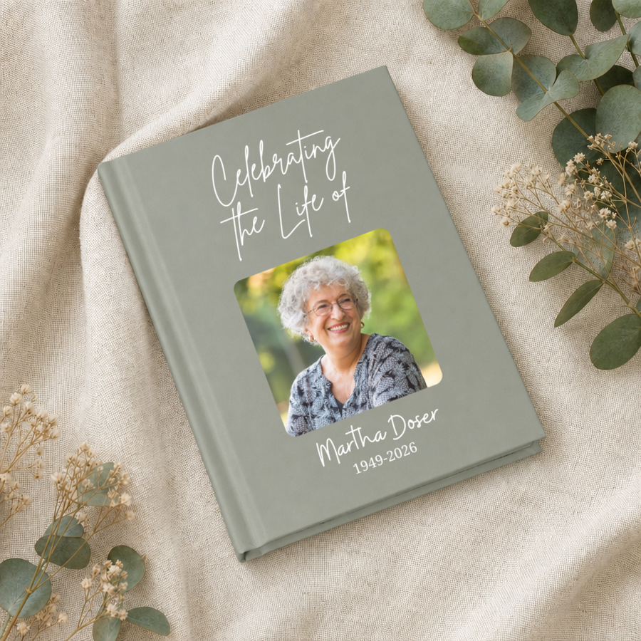 Personalized Funeral Sign In Book with Photo, Celebration of Life Book In Loving Memory Funeral Guest Book, Memorial Journal