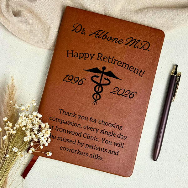 Doctor Retirement Journal, Gift from Medical Practice Staff, Personalized Physician Retirement Keepsake, Colleague Gift for Retiring MD