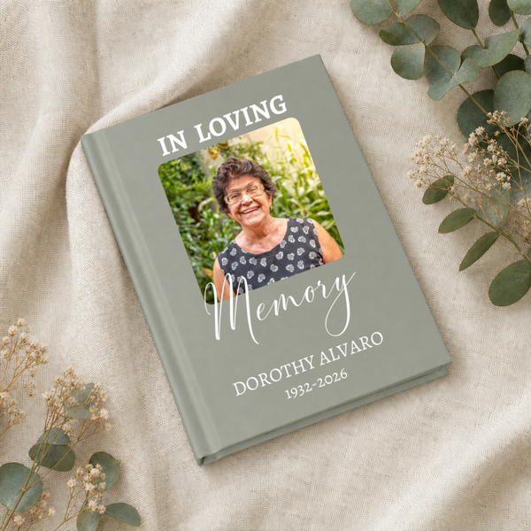 Celebration of Life Book In Loving Memory Personalized Funeral Sign In Book with Photo, Funeral Guest Book, Memorial Journal
