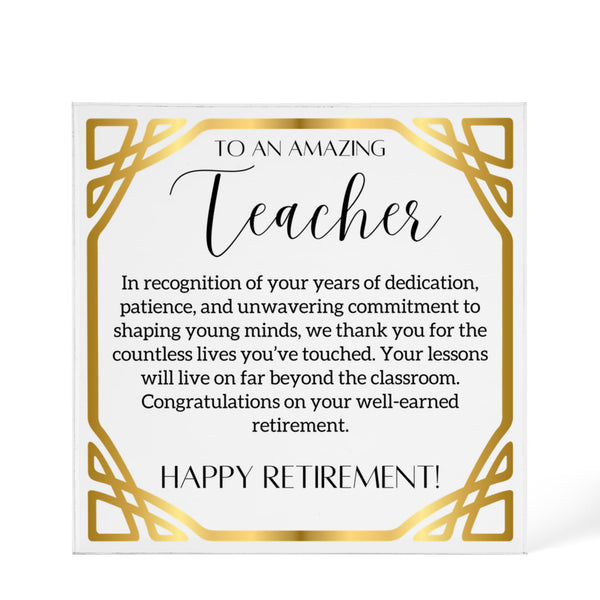 Personalized Teacher Retirement Plaque