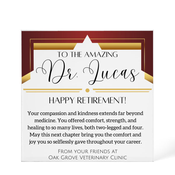 Personalized Veterinarian Retirement Plaque