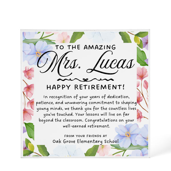 Personalized Teacher Retirement Plaque