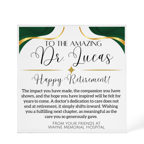 Personalized Doctor Retirement Plaque
