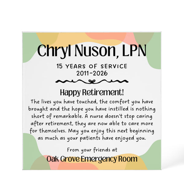 Personalized Nurse Retirement Plaque