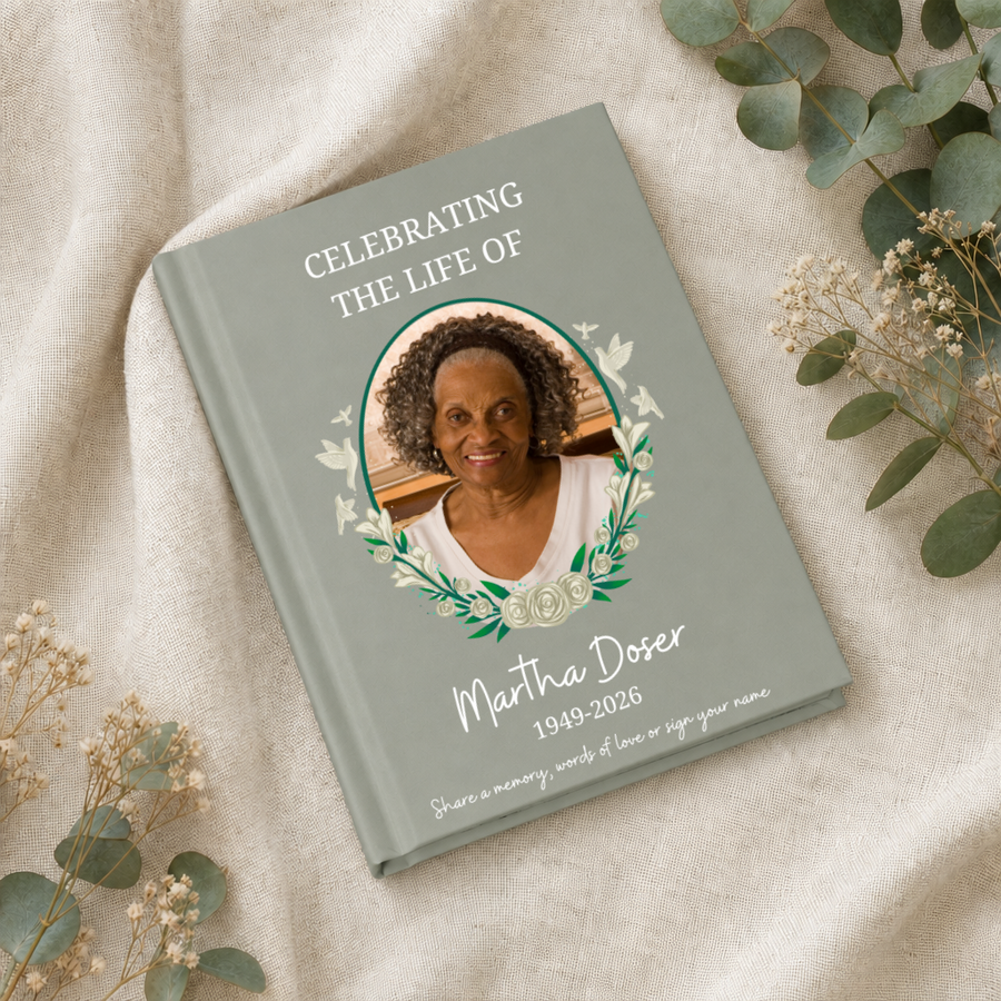 Personalized Funeral Sign In Book with Photo, Celebration of Life Book In Loving Memory Funeral Guest Book, Memorial Journal