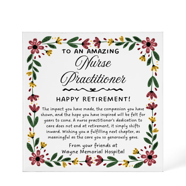 Personalized Nurse Practitioner Retirement Plaque