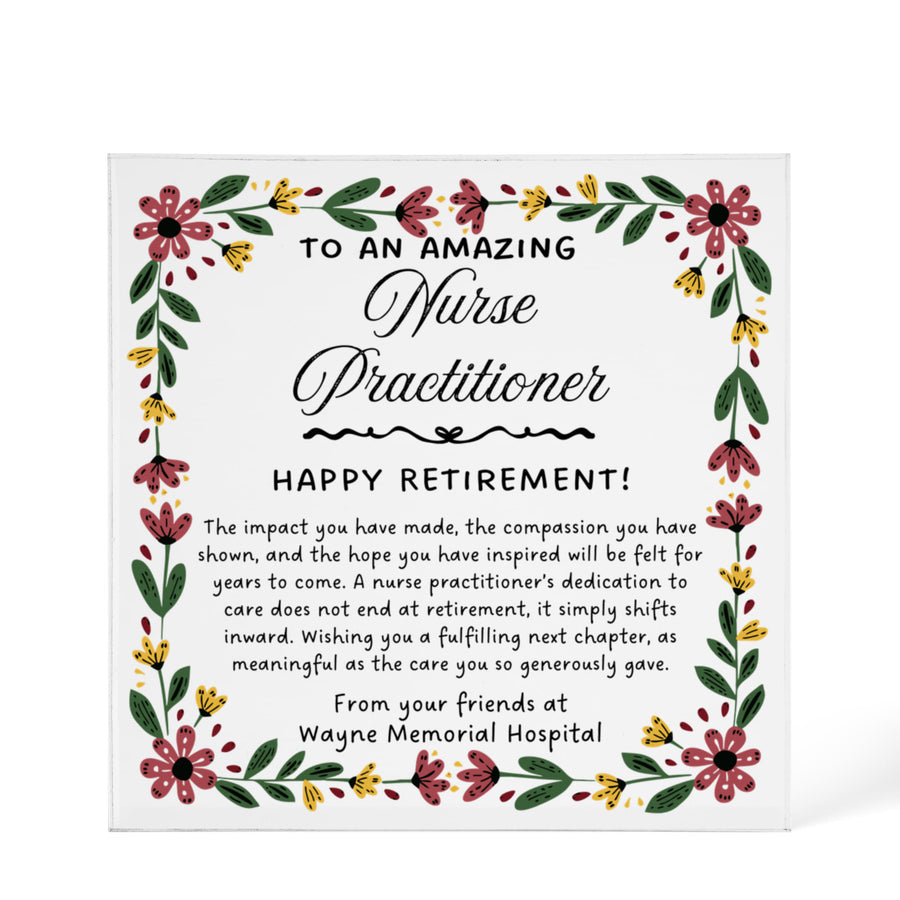 Personalized Nurse Practitioner Retirement Plaque