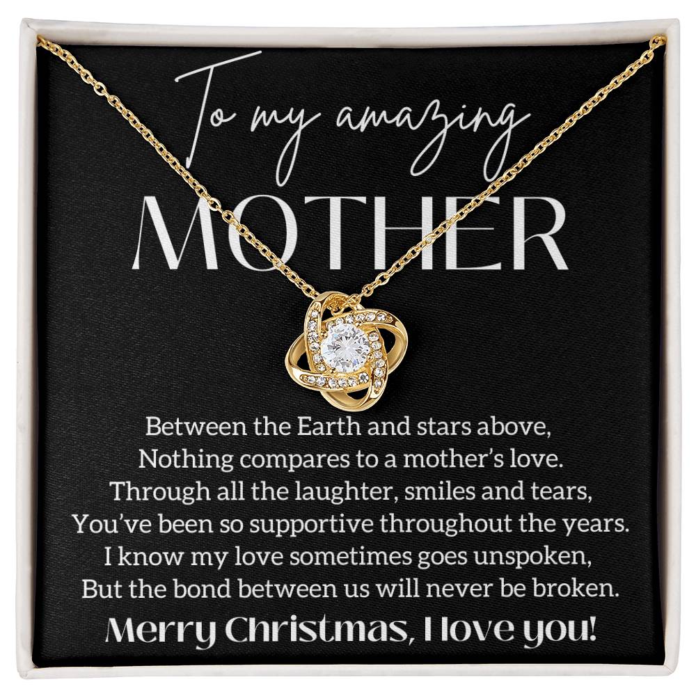 To My Mother - Nothing Compares To A Mother's Love Knot Necklace 14K White Gold, 18K Yellow Gold