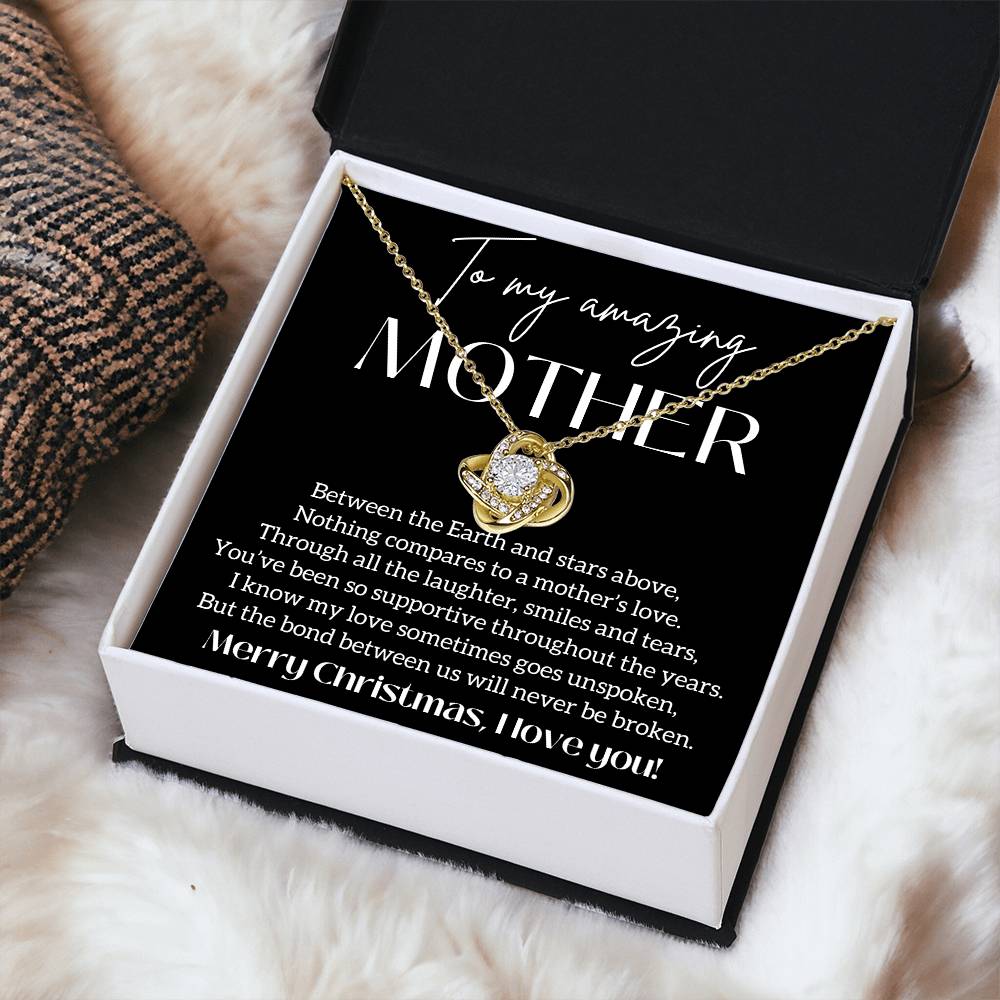 To My Mother - Nothing Compares To A Mother's Love Knot Necklace 14K White Gold, 18K Yellow Gold