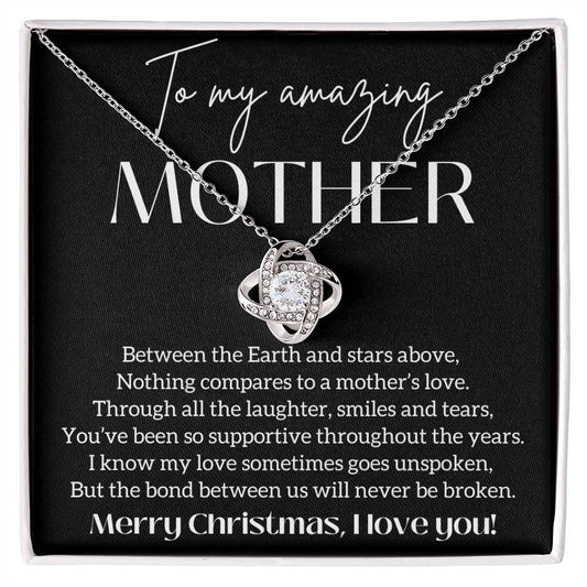 To My Mother - Nothing Compares To A Mother's Love Knot Necklace 14K White Gold, 18K Yellow Gold