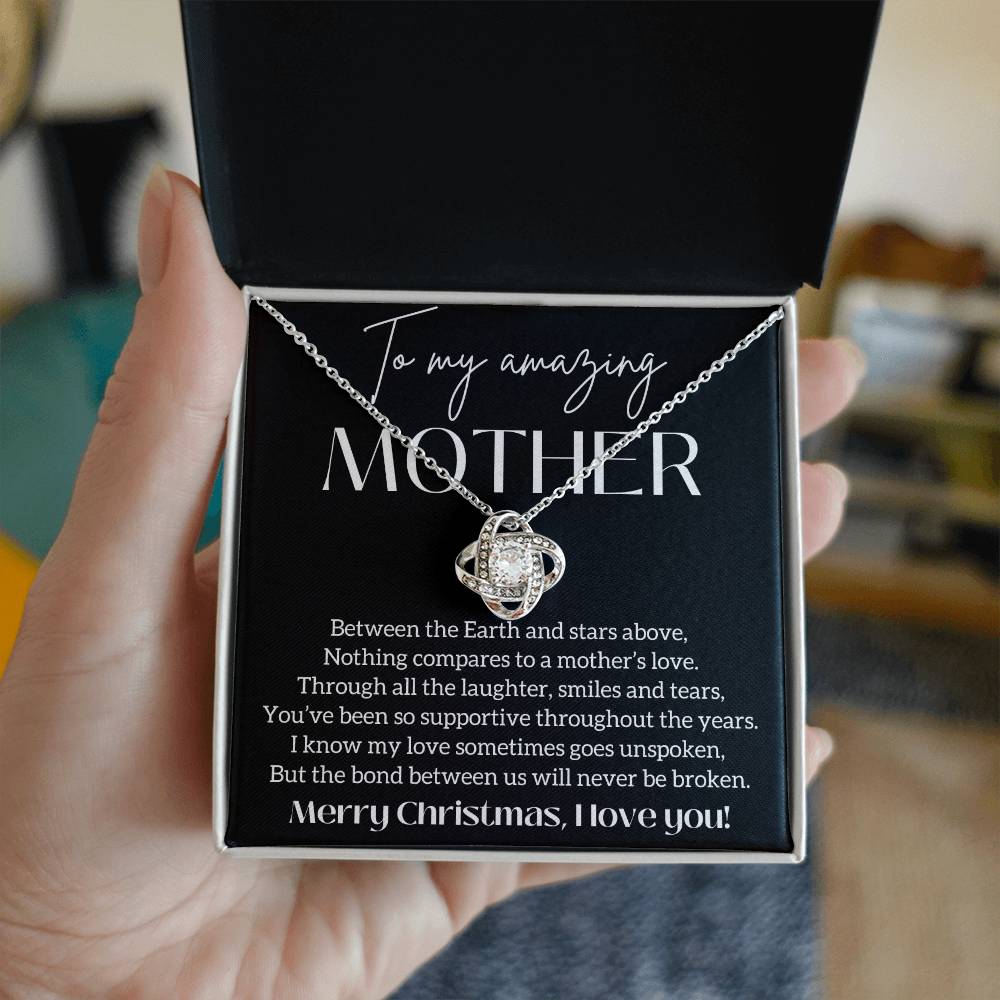 To My Mother - Nothing Compares To A Mother's Love Knot Necklace 14K White Gold, 18K Yellow Gold