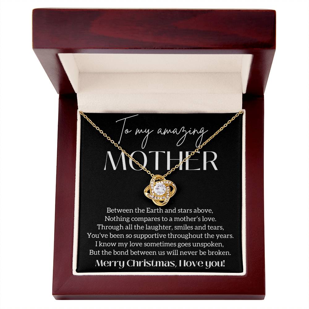 To My Mother - Nothing Compares To A Mother's Love Knot Necklace 14K White Gold, 18K Yellow Gold