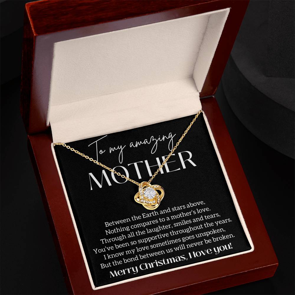 To My Mother - Nothing Compares To A Mother's Love Knot Necklace 14K White Gold, 18K Yellow Gold