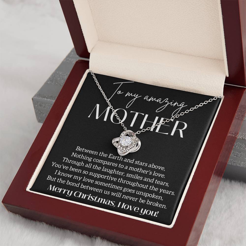 To My Mother - Nothing Compares To A Mother's Love Knot Necklace 14K White Gold, 18K Yellow Gold