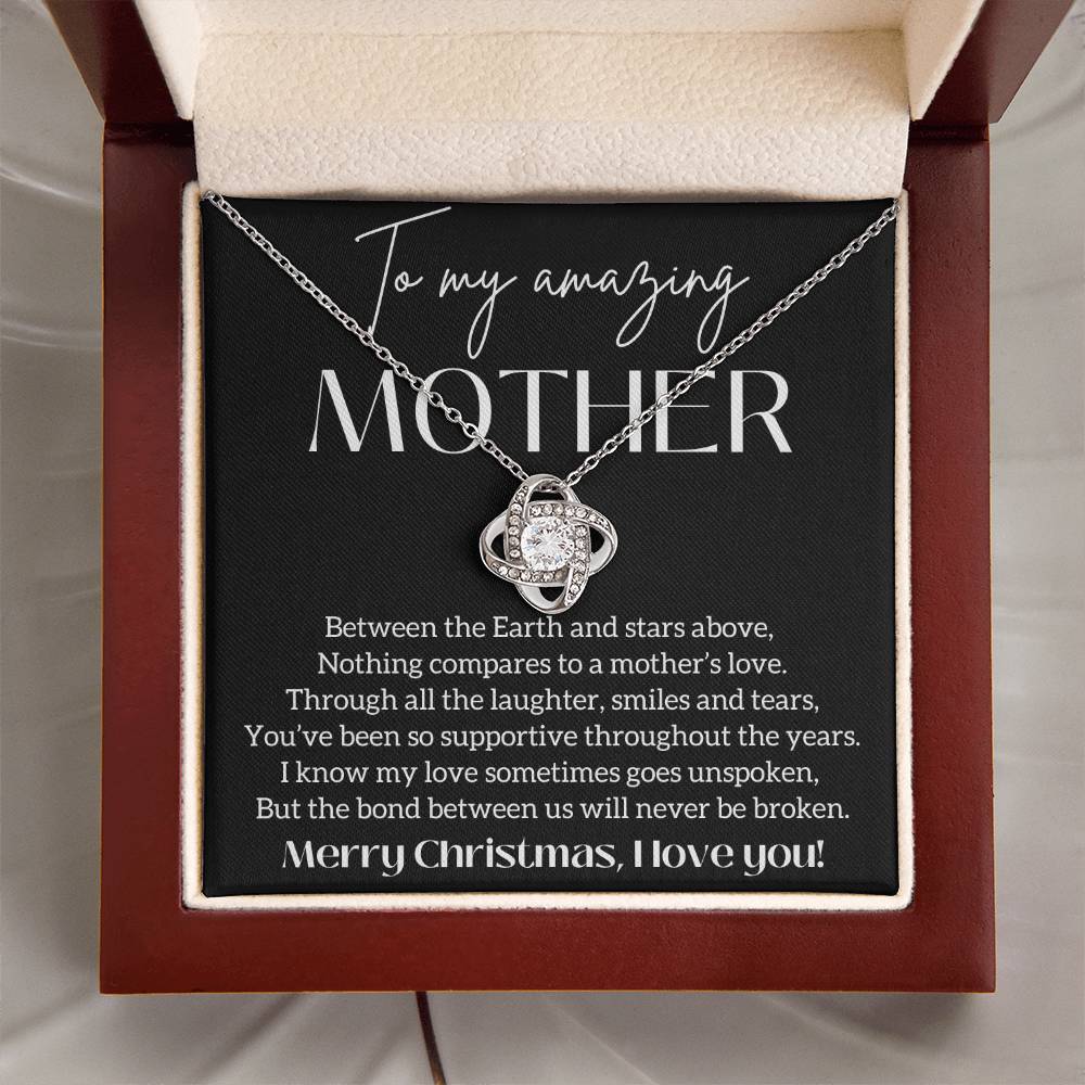 To My Mother - Nothing Compares To A Mother's Love Knot Necklace 14K White Gold, 18K Yellow Gold