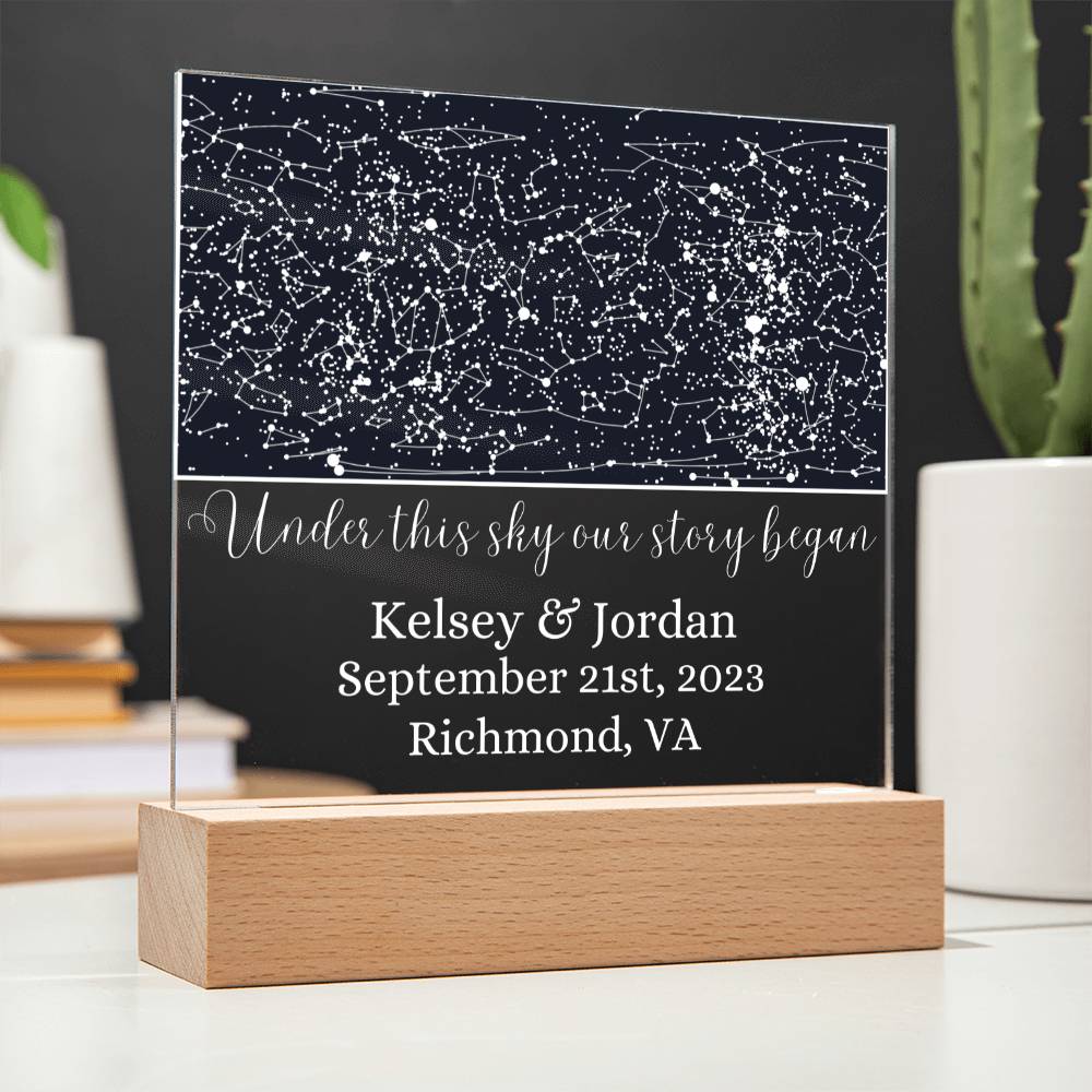 Light Up Personalized Star Map - Under This Sky Our Story Began