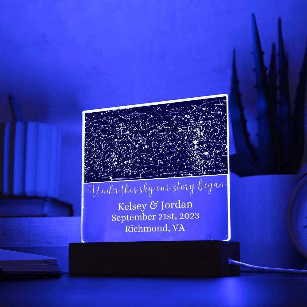 Light Up Personalized Star Map - Under This Sky Our Story Began