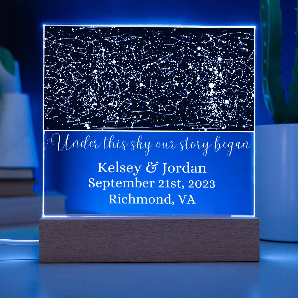 Light Up Personalized Star Map - Under This Sky Our Story Began