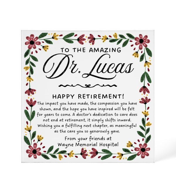 Personalized Doctor Retirement Plaque