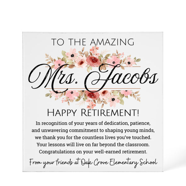 Personalized Teacher Retirement Plaque