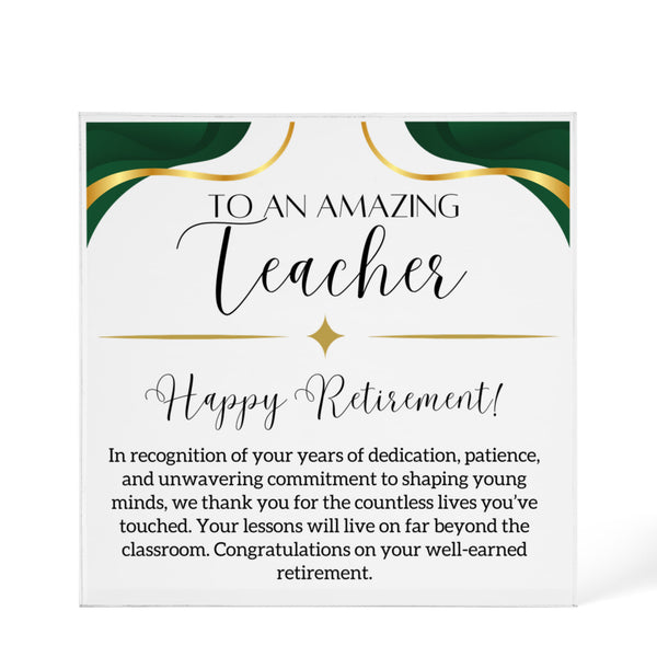 Personalized Teacher Retirement Plaque