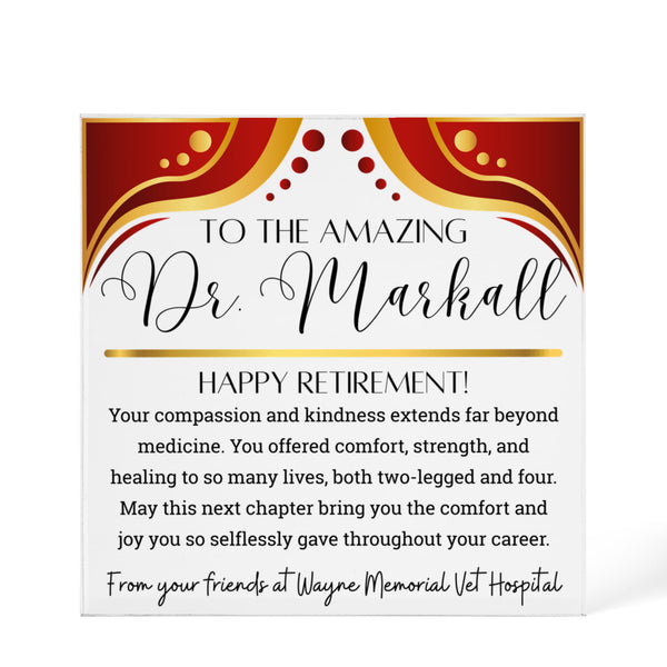 Personalized Veterinarian Retirement Gift Plaque - Acrylic Plaque Gift For Vet Retiring Male or Female