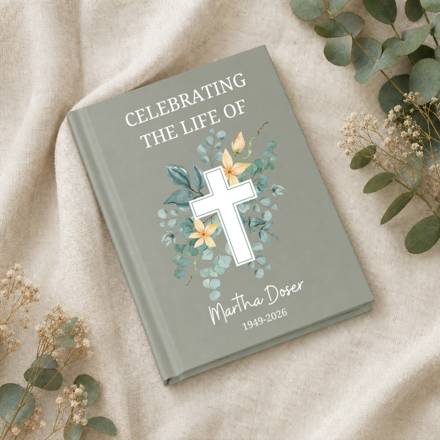 Personalized Funeral Sign In Book with Photo, Celebration of Life Book In Loving Memory Funeral Guest Book, Memorial Journal