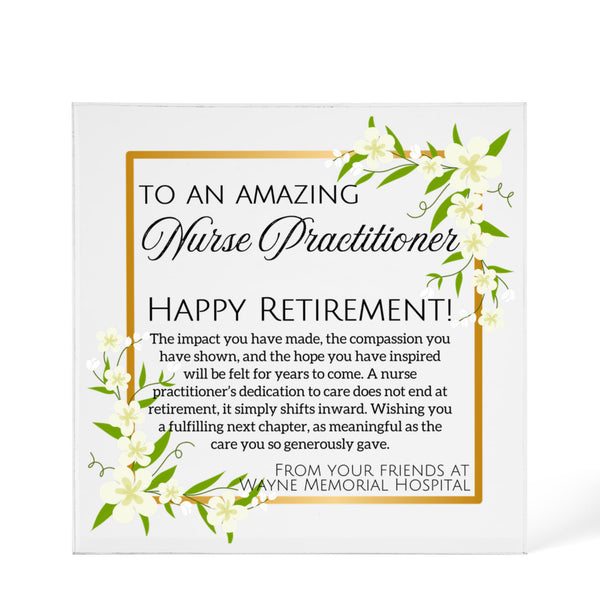 Personalized Nurse Practitioner Retirement Plaque