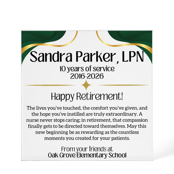 Personalized Nurse Retirement Plaque